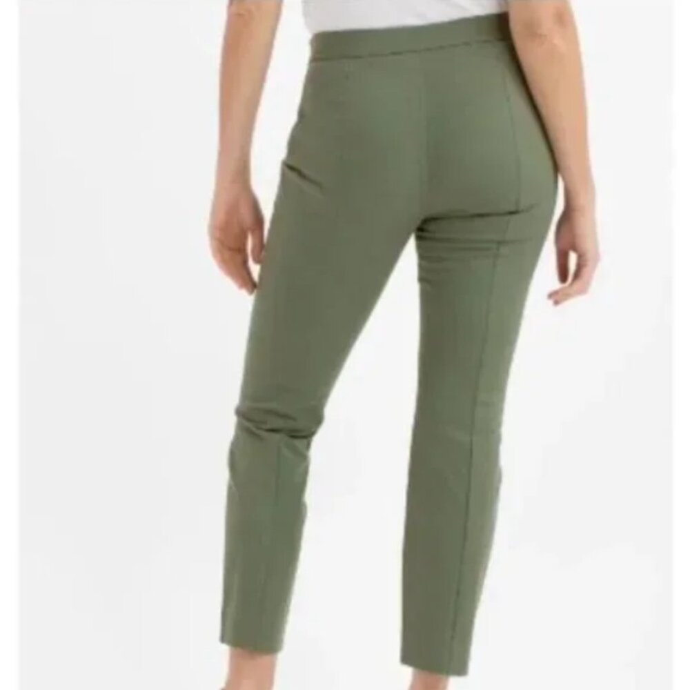 Everlane Side Zip Stretch Cotton Pants olive green 8 - Picture 2 of 9